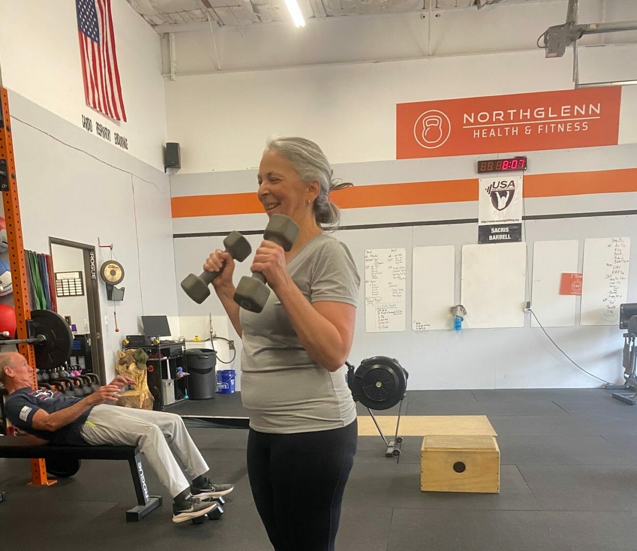 Marie working out at Northglenn Health and Fitness